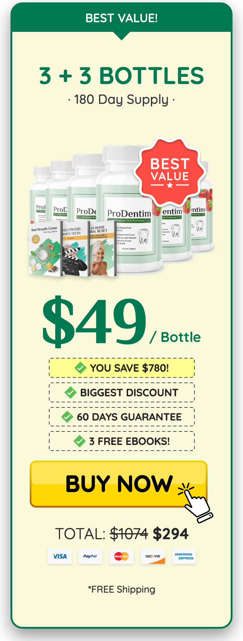 prodentim 180 day supply